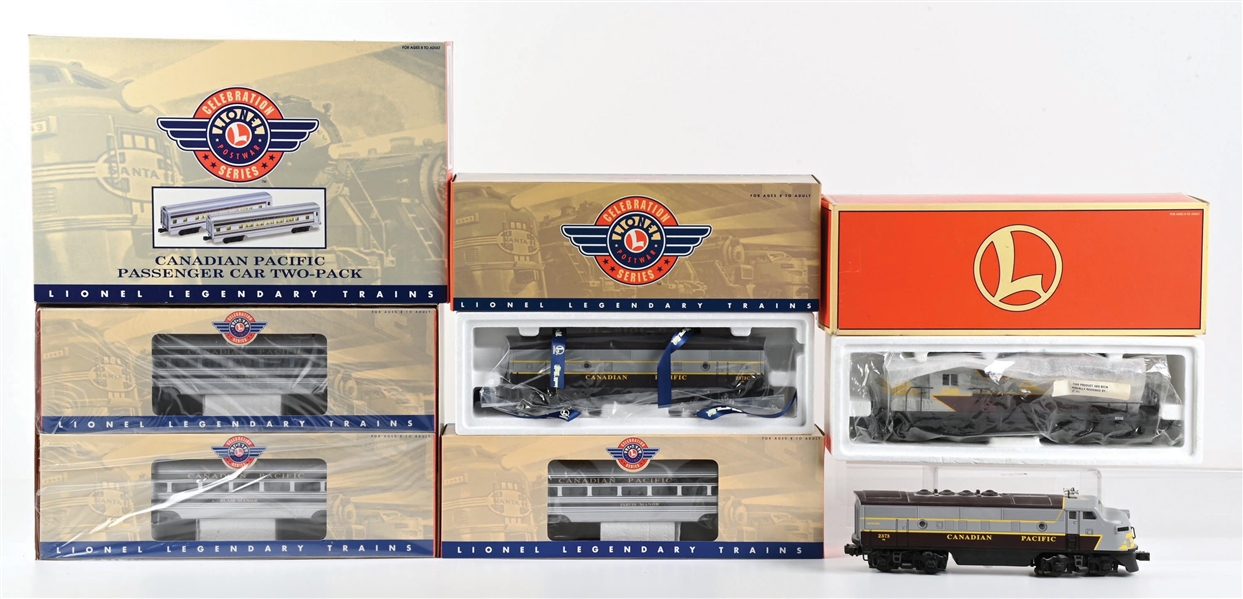 LOT OF 5: LIONEL CANADIAN PACIFIC LOCOMOTIVES & CARS