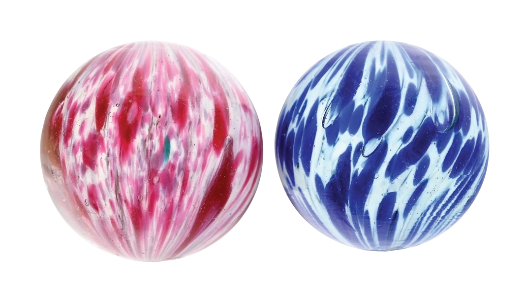 LOT OF 2: LARGE ONIONSKIN MARBLES