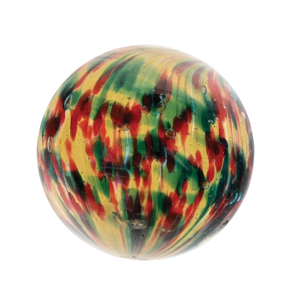 LARGE ONIONSKIN MARBLE IN YELLOW, RED, AND GREEN
