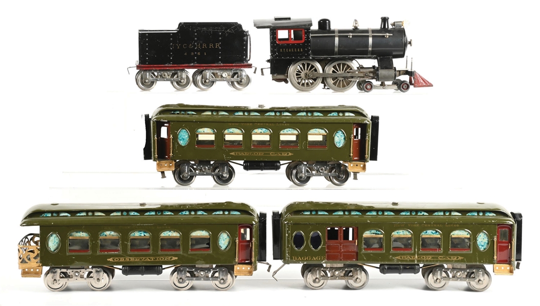 LOT OF 5: LIONEL STANDARD GAUGE NO. 6 W/ NO. 18, 19, & 190 CARS