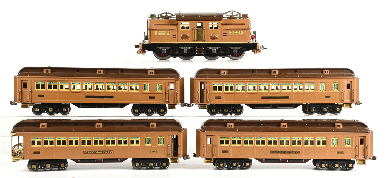 LOT OF 5: LIONEL 408-E LOCO STATE SET IN 2-TONE BROWN