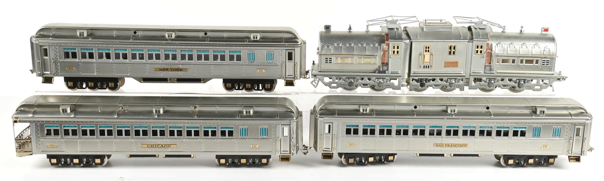 LOT OF 4: LIONEL ELECTRIC LOCO. NO. 38155 THE BRUTE WITH BOXED CARS
