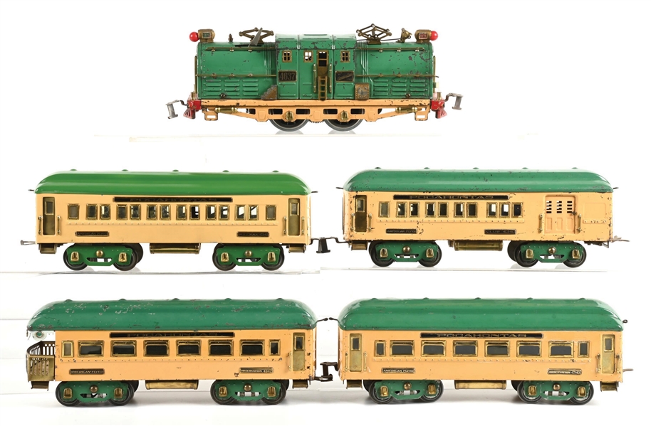 LOT OF 5: AMERICAN FLYER NO. 4637 POCAHONTAS LOCO W/ CARS