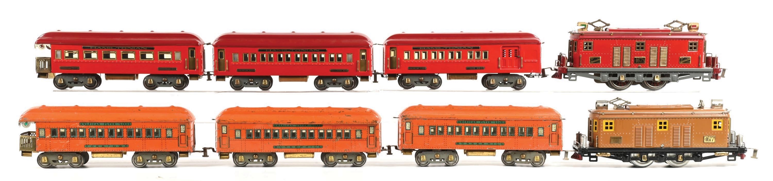 LOT OF 8: AMERICAN FLYER HAMILTONIAN & PARTIAL BUNKER HILL SETS