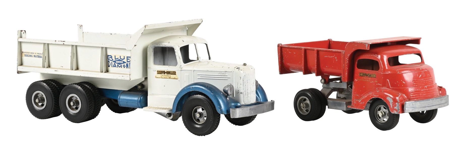 LOT OF 2: SMITH MILLER BLUE DIAMOND DUMP & SMALL DUMP TRUCK