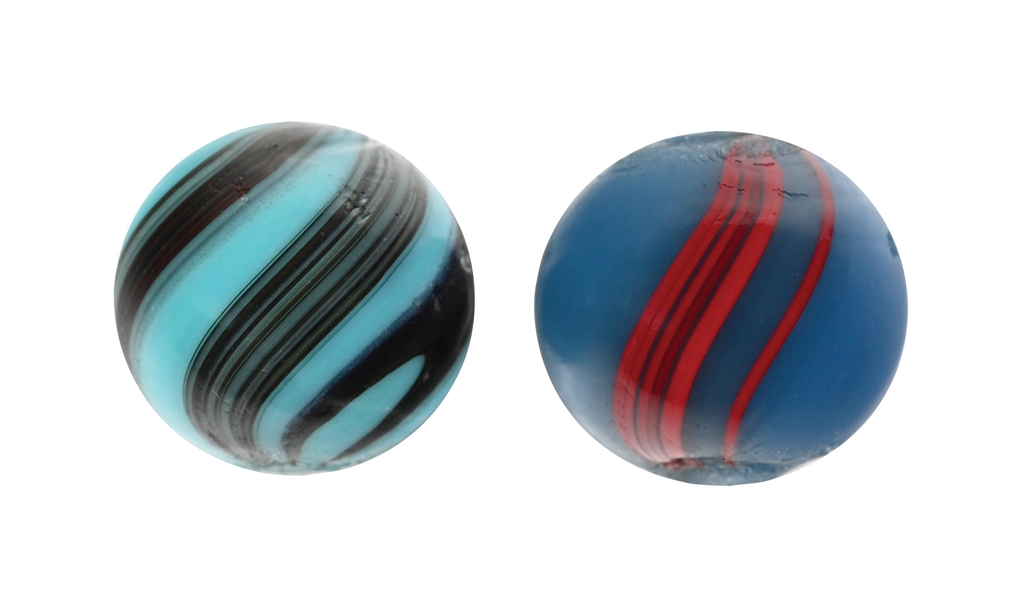 LOT OF 2: BANDED OPAQUE MARBLES