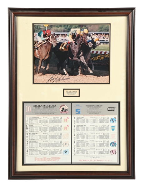 SIGNED GARY STEVENS SILVER CHARM PREAKNESS STAKES FRAMED PHOTO W/COA