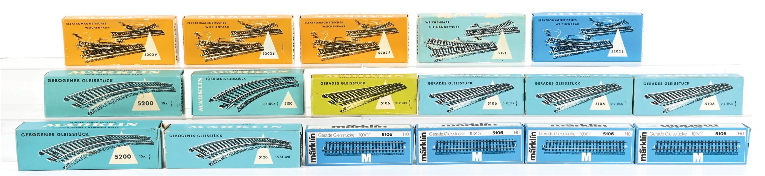 LOT OF 17: BOXED MARKLIN HO-GA. ASSORTED TRAIN TRACK 