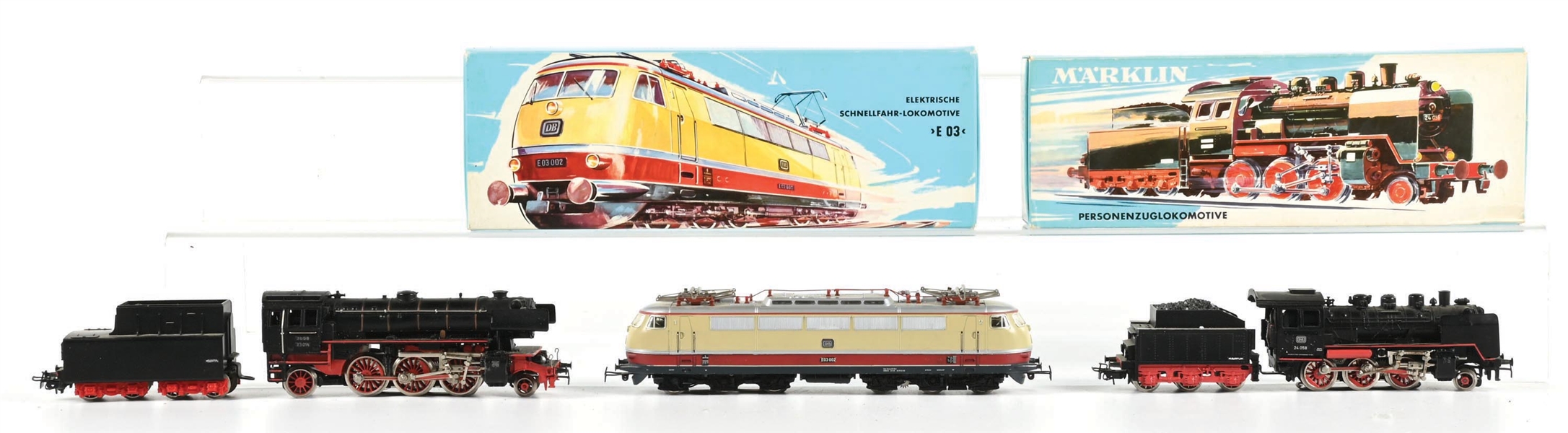 LOT OF 3: MARKLIN HO-GA. STEAM & ELECTRIC LOCOMOTIVES W/ BOXES