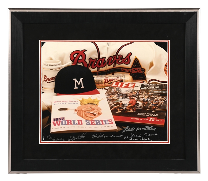 1957 MILWAUKEE BRAVES WORLD SERIES CHAMPION AUTO PHOTO #34 OF 57