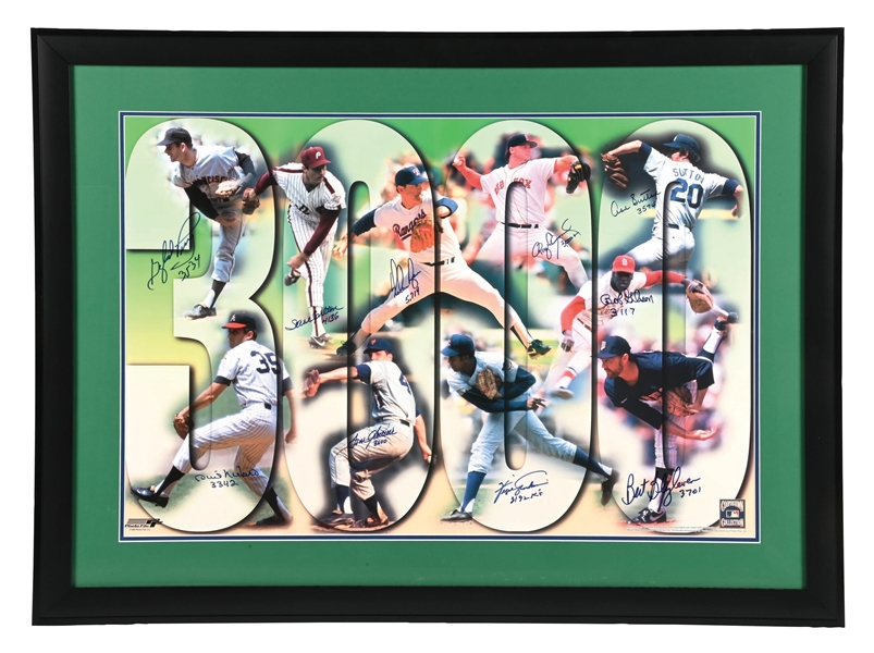 1998 SIGNED MAJOR LEAGUE BASEBALL 3OOO STRIKEOUTS FRAMED COLOR PHOTO COOPERSTOWN COLLECTION