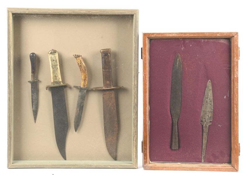 LOT OF 2: FRAMED KNIVES & SPEARHEADS 