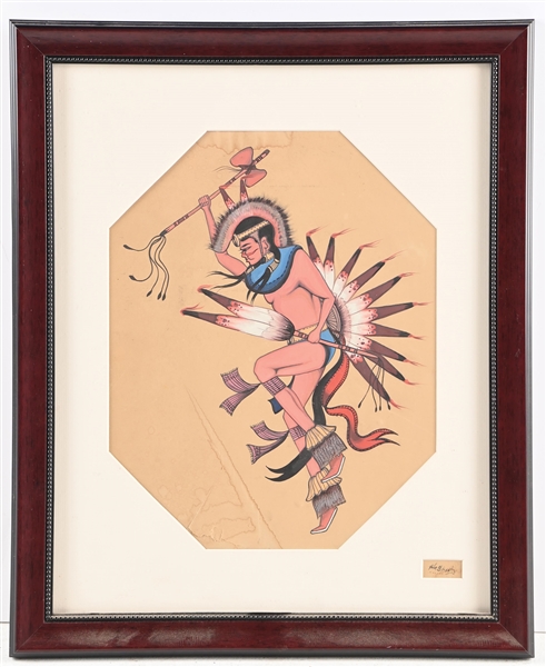 VINTAGE NATIVE AMERICAN PAINTING OF FANCY DANCER