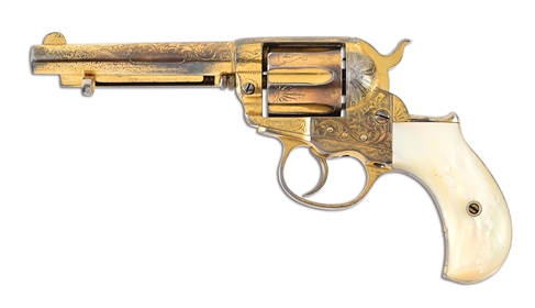 (A) ENGRAVED COLT MODEL 1877 LIGHTNING DOUBLE ACTION REVOLVER.