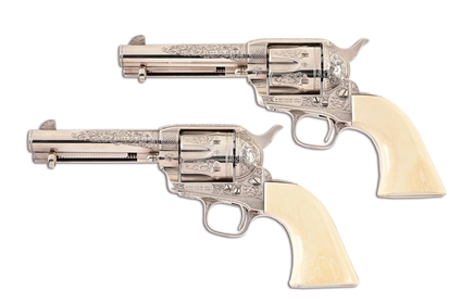 (M) PAIR OF COLT CUSTOM SHOP ENGRAVED UBERTI SINGLE ACTION ARMY REVOLVERS.