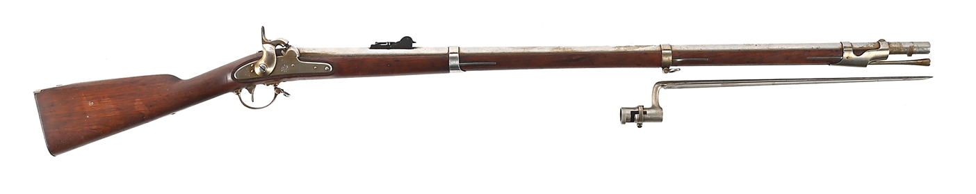 (A) SPRINGFIELD 1842 RIFLED AND SIGHTED PERCUSSION RIFLE WITH BAYONET.