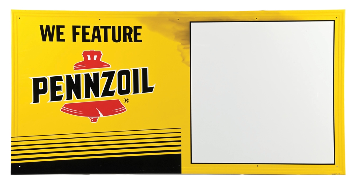 PENNZOIL N.O.S TIN SIGN W/ SELF-FRAMED OUTER EDGE