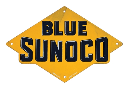 BLUE SUNOCO GASOLINE  PORCELAIN PUMP PLATE SIGN 