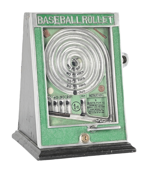 1¢ D. GOTTLIEB CO. BASEBALL ROLL-ET COUNTER ARCADE MACHINE