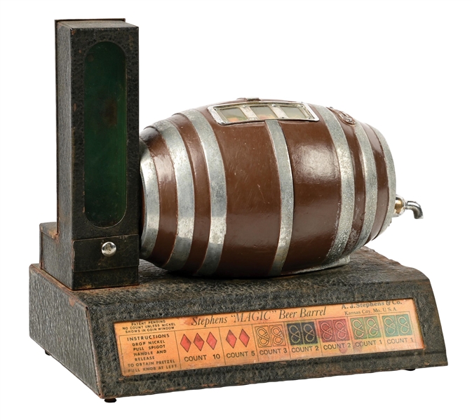 5¢ A.J. STEPHENS & CO. "MAGIC BEER BARREL" TRADE STIMULATOR