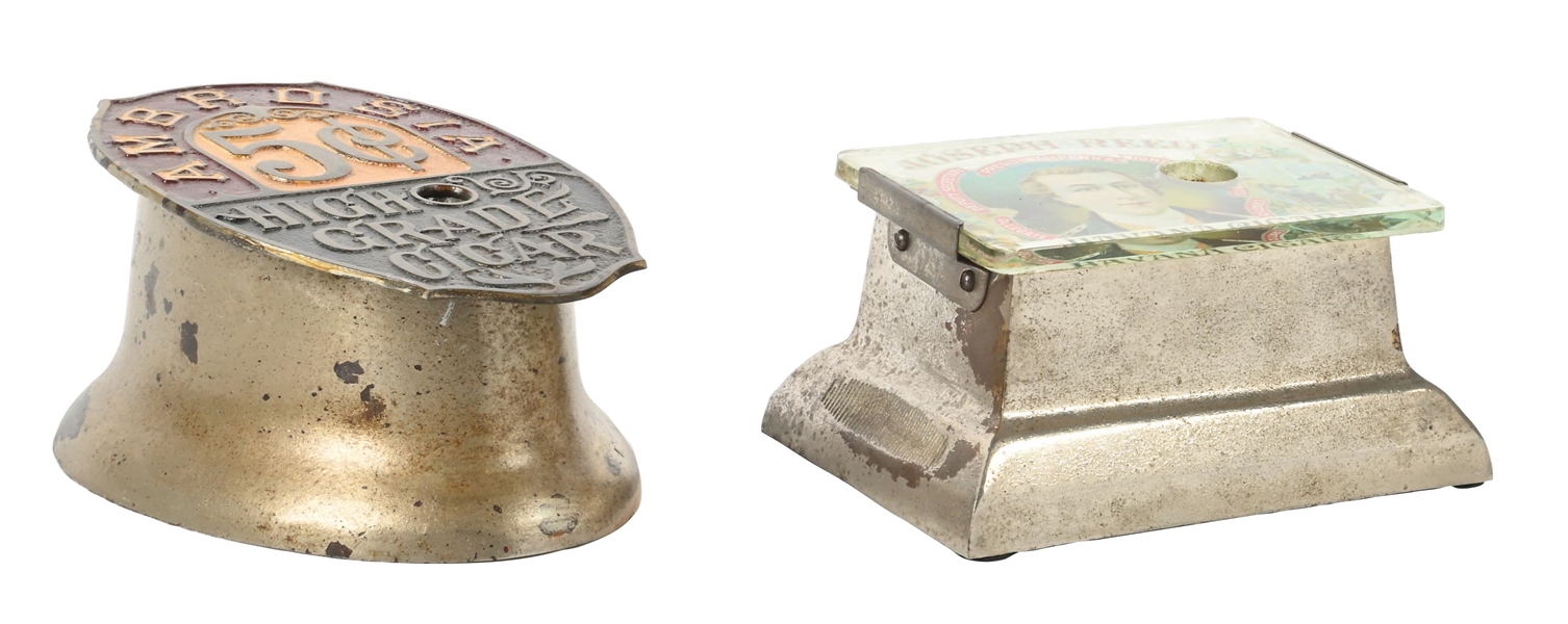 PAIR OF CAST IRON COUNTERTOP COMMERCIAL ADVERTISING CIGAR CUTTERS