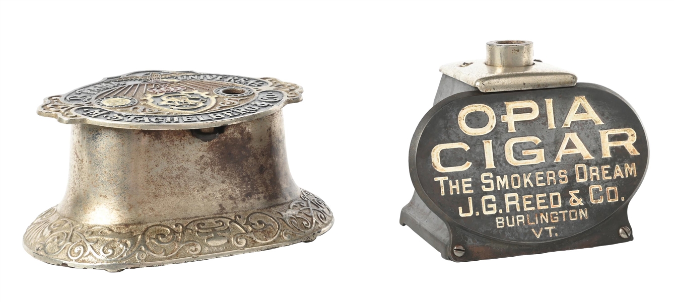 PAIR OF CAST IRON COMMERCIAL ADVERTISING CIGAR CUTTERS