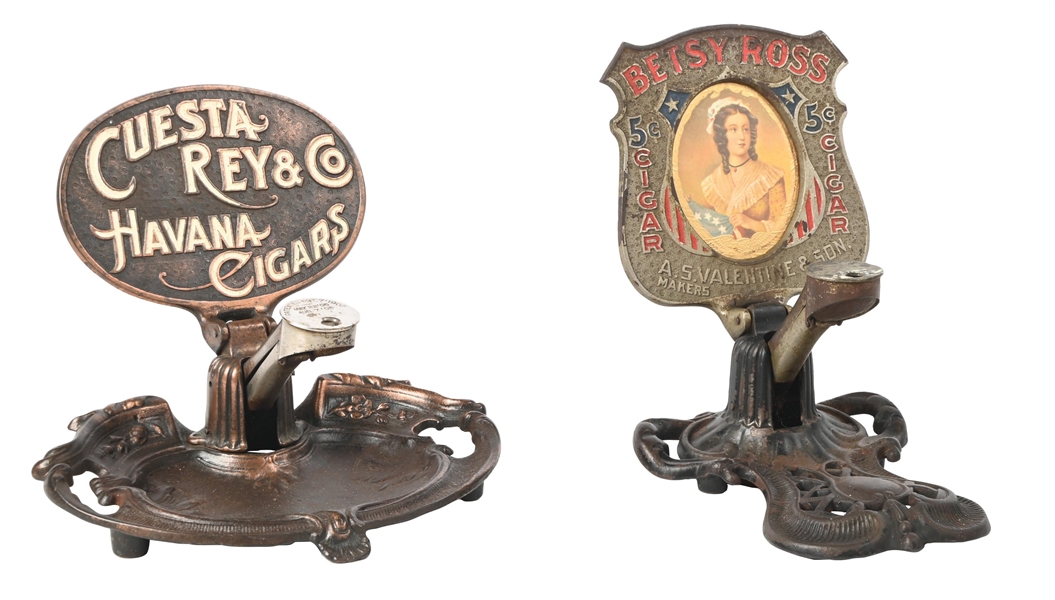 PAIR OF COUNTERTOP COMMERCIAL ADVERTISING CIGAR CUTTERS