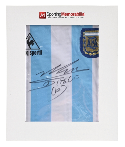 DIEGO MARADONA ARGENTINA SIGNED HOME SHIRT W/ BOX AND COA