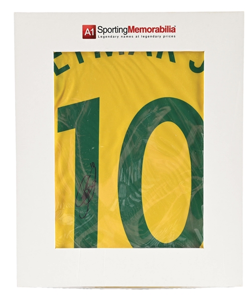 NEYMAR JR. BRAZIL SIGNED RETRO NO. 10 SHIRT W/ BOX AND COA