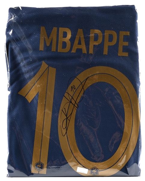 KYLIAN MBAPPE AUTOGRAPHED 2022 FRANCE NATIONAL TEAM REPLICA NAVY-BLUE HOME JERSEY W/ COA