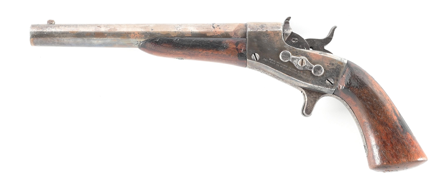 (A) REMINGTON 1865 NAVY ROLLING BLOCK SINGLE SHOT PISTOL.