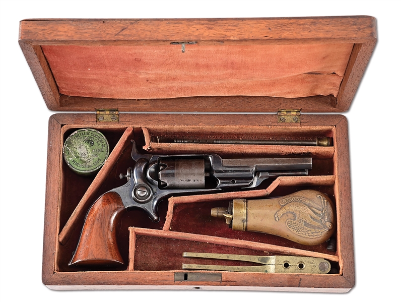 (A) CASED COLT SECOND MODEL 1855 ROOT SIDEHAMMER PERCUSSION REVOLVER.