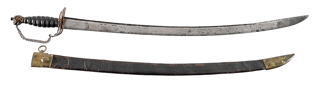 AMERICAN LION POMMEL OFFICERS SWORD WITH ORIGINAL SCABBARD, EX. TOM GRINSLADE COLLECTION.