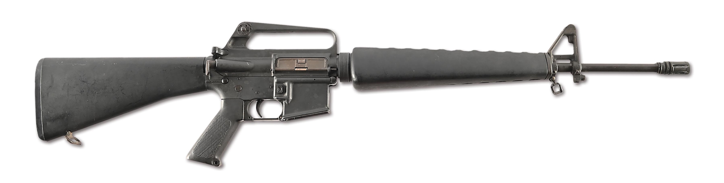 (N) HIGH CONDITION COLT M16A1 MACHINE GUN IN CLASSIC MILITARY CONFIGURATION WITH ORIGINAL FACTORY BOX (FULLY TRANSFERABLE).
