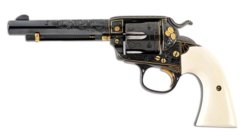 (C) CLINTON FINLEY ENGRAVED COLT SINGLE ACTION ARMY BISLEY MODEL .45 LC REVOLVER. 