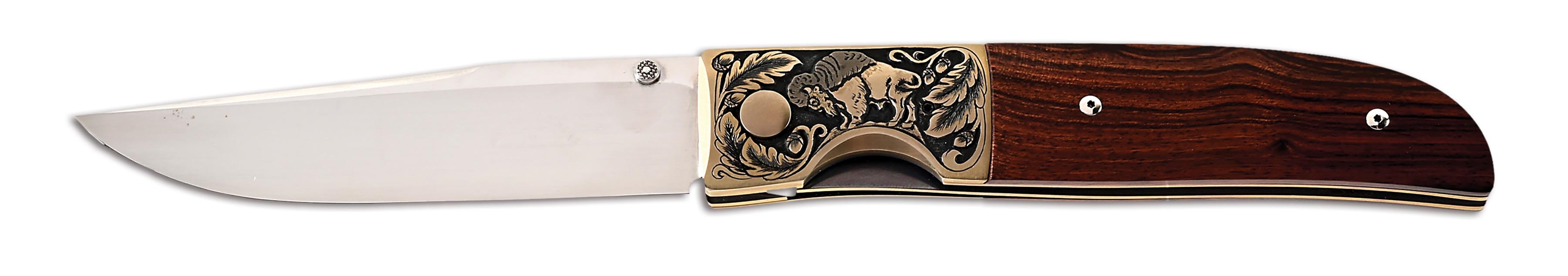 MICHAEL WALKER ENGRAVED LINERLOCK FOLDER.
