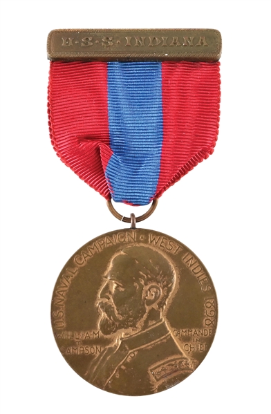 US SPANISH AMERICAN WAR USS INDIANA SAMPSON MEDAL.