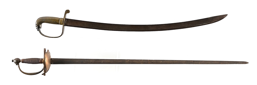 LOT OF 2: PHILADELPHIA EAGLE POMMEL AND BAVARIAN OFFICER’S SWORDS.