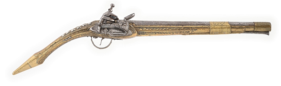 (A) BALKAN MIQUELET RATTAIL FLINTLOCK PISTOL. 