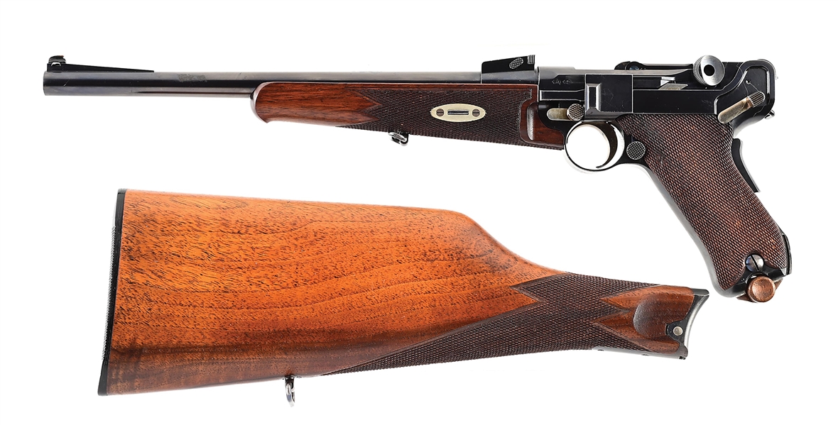 (C) DWM 1902 LUGER SEMI-AUTOMATIC PISTOL CARBINE IN .30 LUGER, WITH STOCK