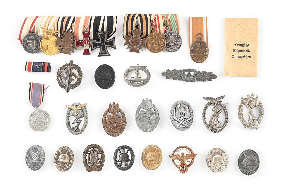 LOT OF GERMAN WWI-WWII BADGES AND AWARDS.