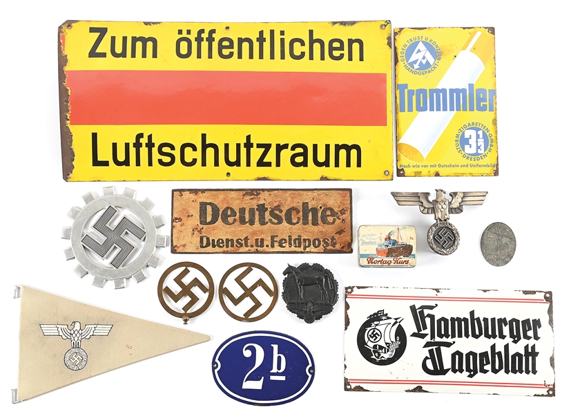 LARGE LOT OF MISCELLANEOUS THIRD REICH ENAMEL SIGNS.