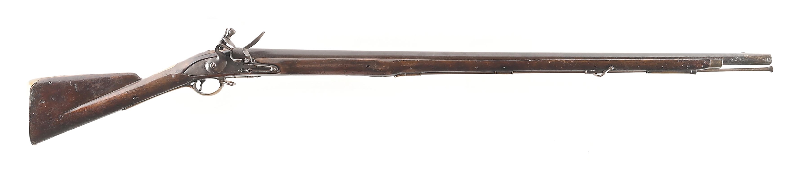 (A) SHORT LAND PATTERN 1769 BROWN BESS FLINTLOCK MUSKET MARKED TO THE 17TH REGIMENT.