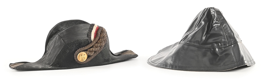 LOT OF 2: GERMAN WWII KRIEGSMARINE FORE AND AFT CAP AND FOUL WEATHER CAP.