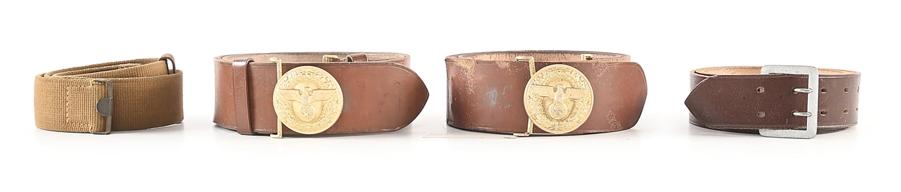 LOT OF 4: THIRD REICH BELTS AND BUCKLES.