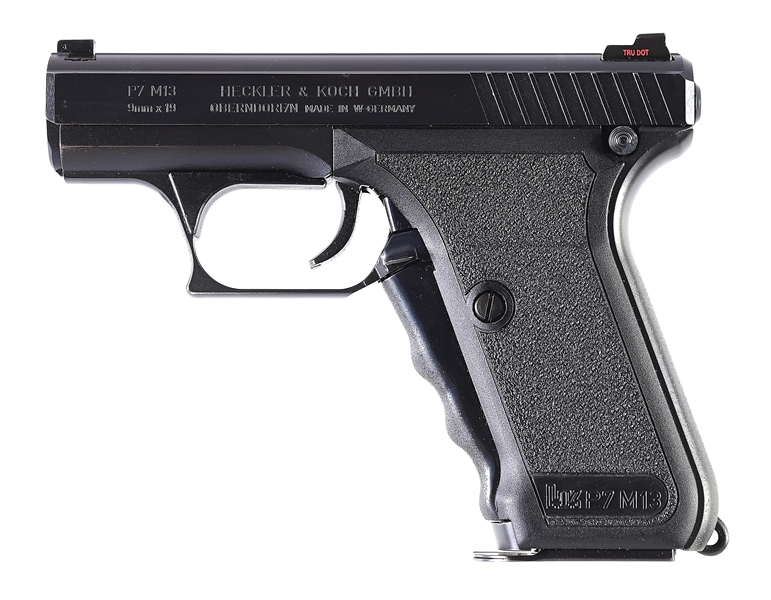 (M) HECKLER & KOCH HK P7 M13 9MM SEMI-AUTOMATIC PISTOL WITH CASE.