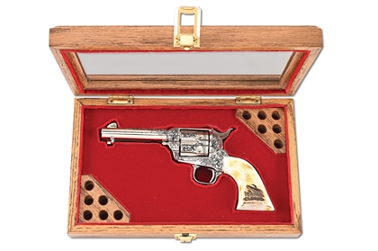 (M) ENGRAVED COLT SINGLE ACTION ARMY .45 LC REVOLVER IN CASE. 