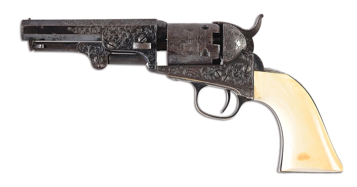 (A) FACTORY ENGRAVED COLT 1849 POCKET PERCUSSION REVOLVER.