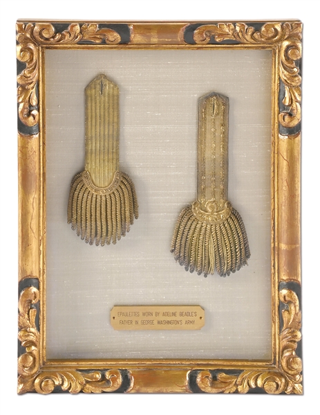 RARE REVOLUTIONARY WAR PERIOD BEADLE FAMILY OFFICER’S EPAULETS WITH FAMILY NOTE