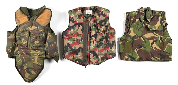 LOT OF 3: GERMAN, SWISS, AND DUTCH FLAK JACKETS.